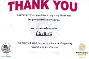 Raffle Donation for Leah's Fairy Fund and Brain Tumour Research
