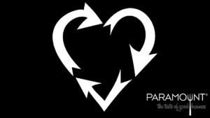 Recycling logo in the shape of a heart on a black background
