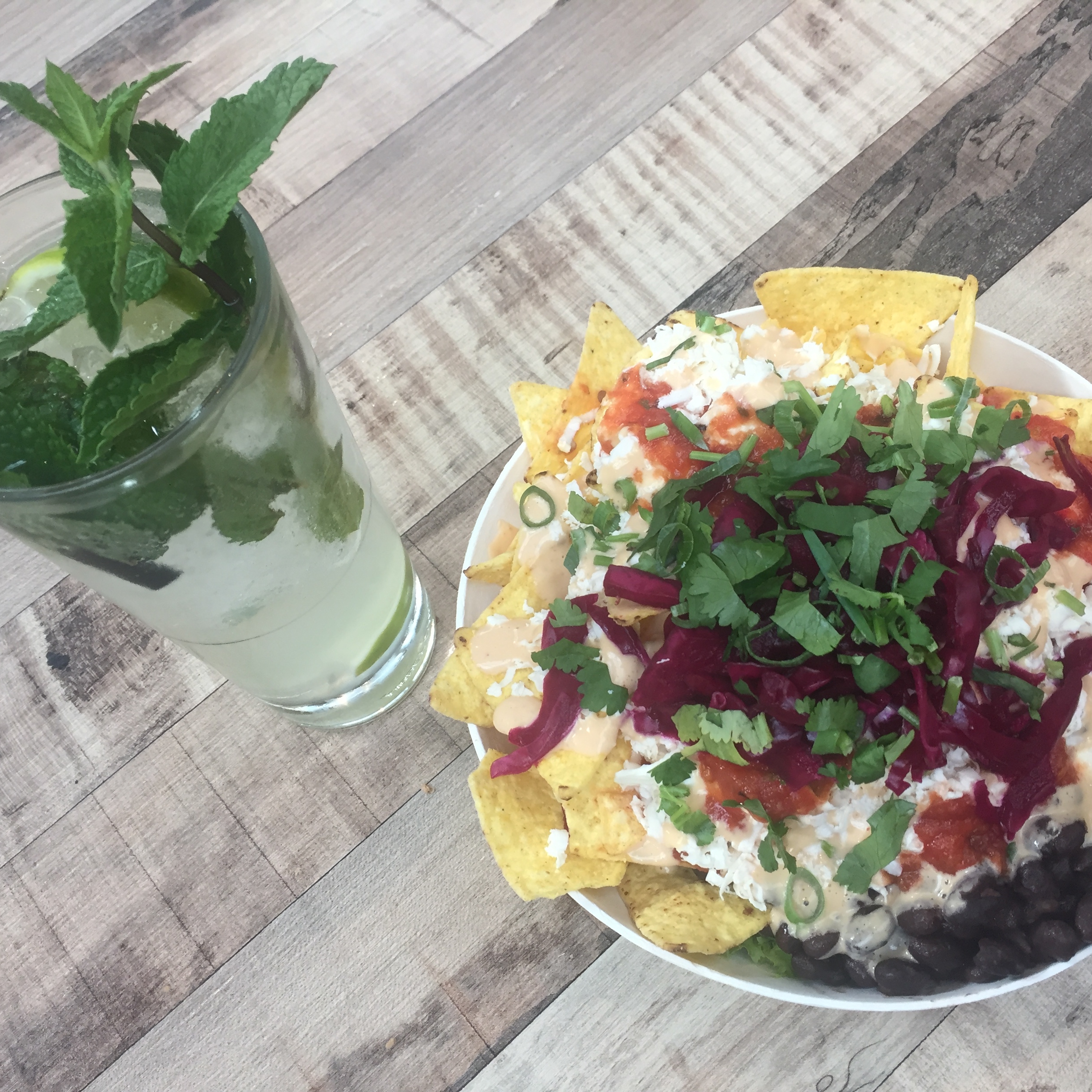 Vegan Nachos and a Mojito