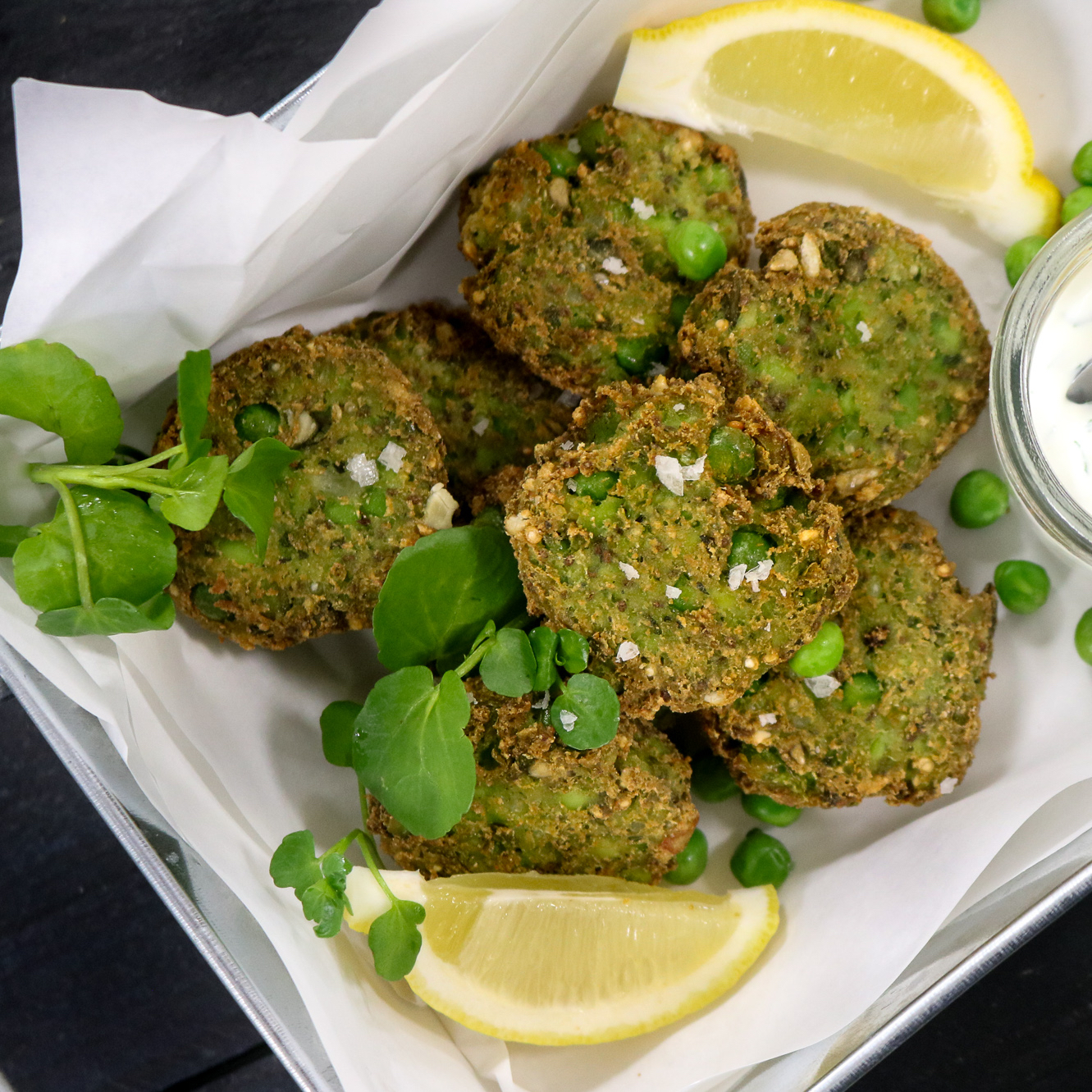 Pea and mint fritters