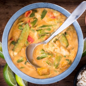 Vegan Penang Curry served in a bowl