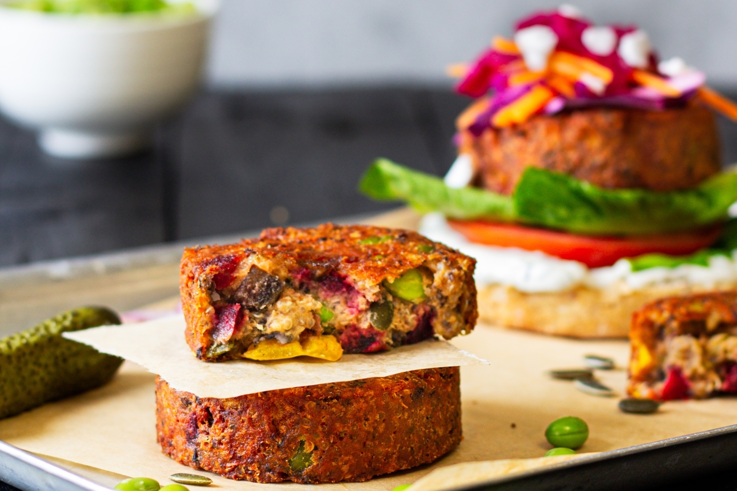 Quinoa, Beet and Edamame Burger